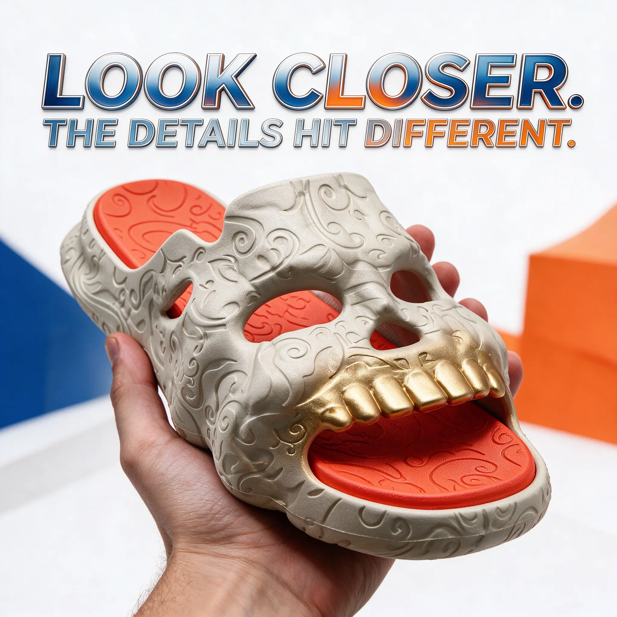 Unisex skull cloud slippers｜EVA platform sandals｜cushioned, non-slip slippers｜gothic street-style shoes｜summer casual shoes｜gifts for brothers, sisters, and best friends