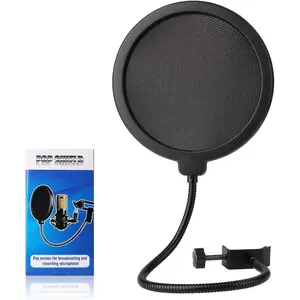 Professional Microphone Pop Filter Shield,Mic Wind Mask Shield Screen with Blue  and Any Other Microphone, Dual Layered Wind Pop Screen With A Flexible 360  Gooseneck Clip Stabilizing Arm