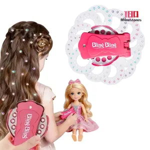 180 Rhinestones+Gem Stamper Set Glitter Diamond Styling Tool Jewel Stamper Kit for Hair, Nails & Costumes | 180 Colorful Gems | New Year Gift for Kids Family Bonding Jewelry Making