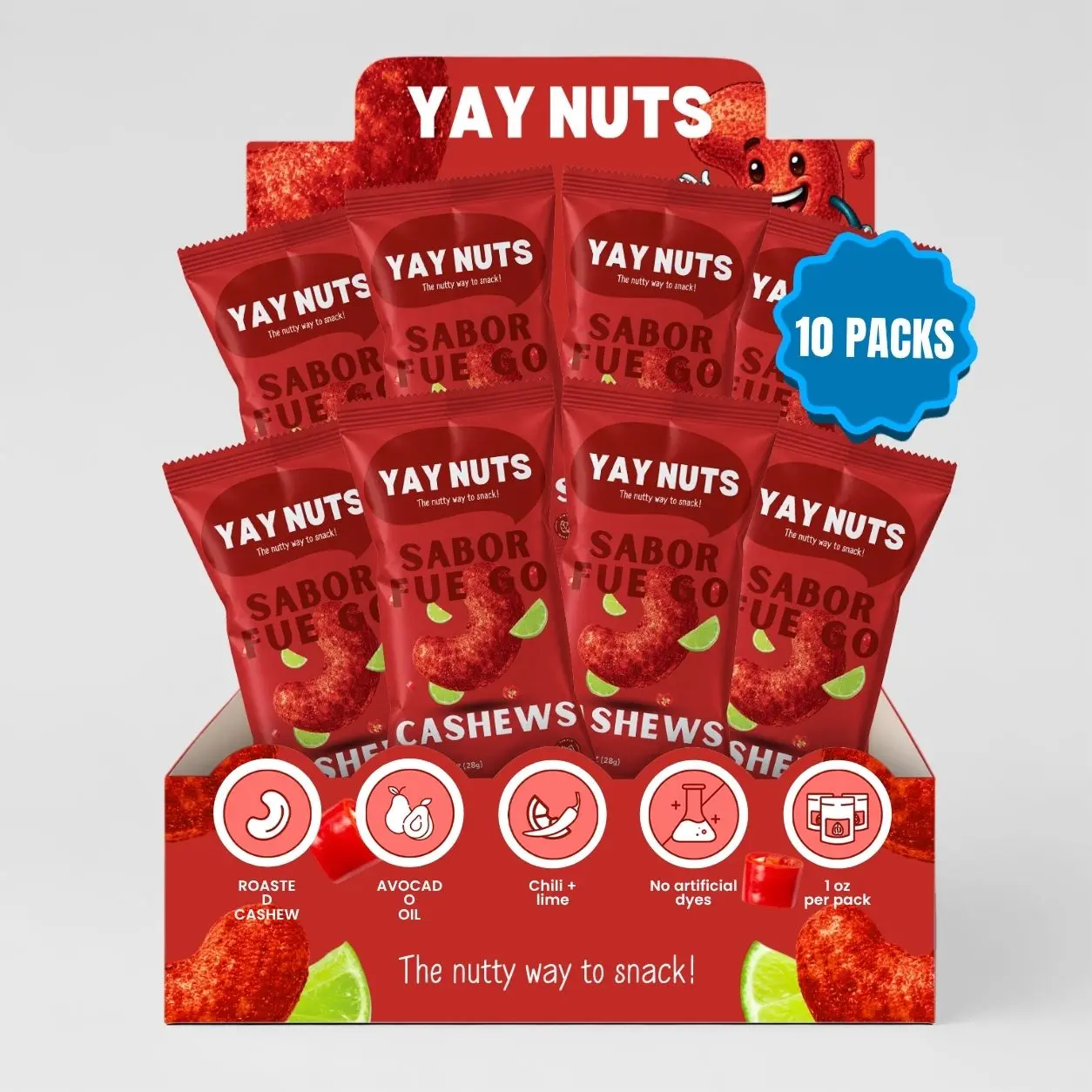 Yay Nuts Spicy Fuego Cashews, Savory Snack for On-the-Go Enjoyment