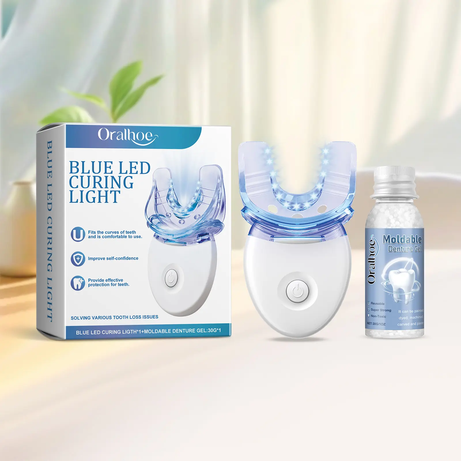 Non-Medical Solid Tooth Filling Repair Kit with LED Light & Polyurethane Material, Boxed Oral Care Kit with No Whitening Properties, for Instant Gap Fixing & Smile Restoration