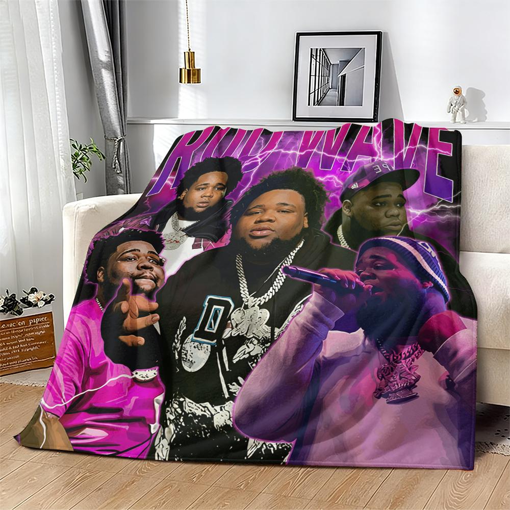 Rod Wave 90s Retro Graphic flannel Blanket | Cozy Hip Hop Throw Blanket for Rod Wave Stans Rod Wave Fans NEED This! Vintage Rap Style Cozy Blanket | Perfect for Concert Nights & Naps Cool Rap Throw Blanket for Teens, Adults & Hip Hop Fans