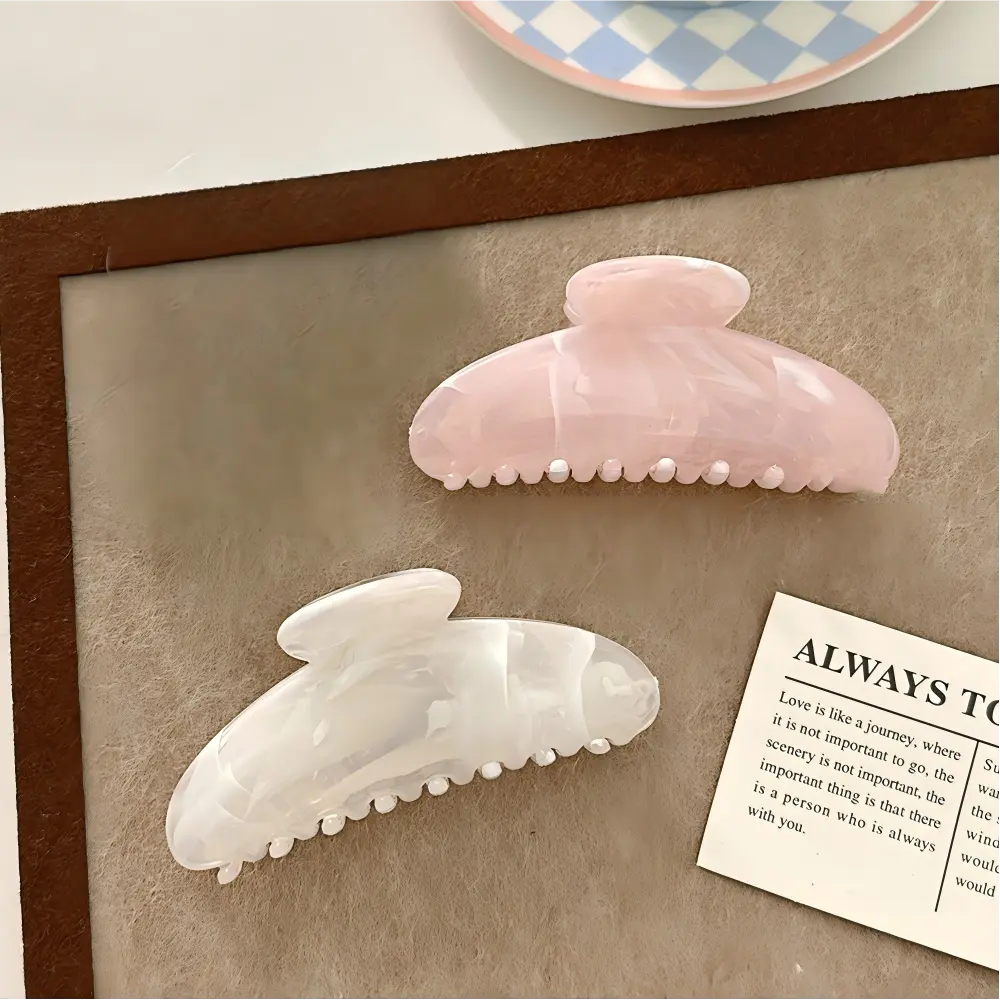 2 Pack Oversized Hair Claw Clips – Elegant Marble Style Hair Clips for Long & Thick Hair, Ideal for Lazy Hair Days, Brunch & Holiday Looks
