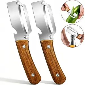 2/4 PCS-Multi-Functional Vegetable Peeler for Kitchen, Ultra-Sharp Stainless Steel Blade with Wooden Handle and Bottle Opener, For Vegetables or Fruits that Need to Be Peeled