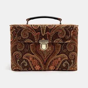 Damask D. Brown Josephine Large Train Case