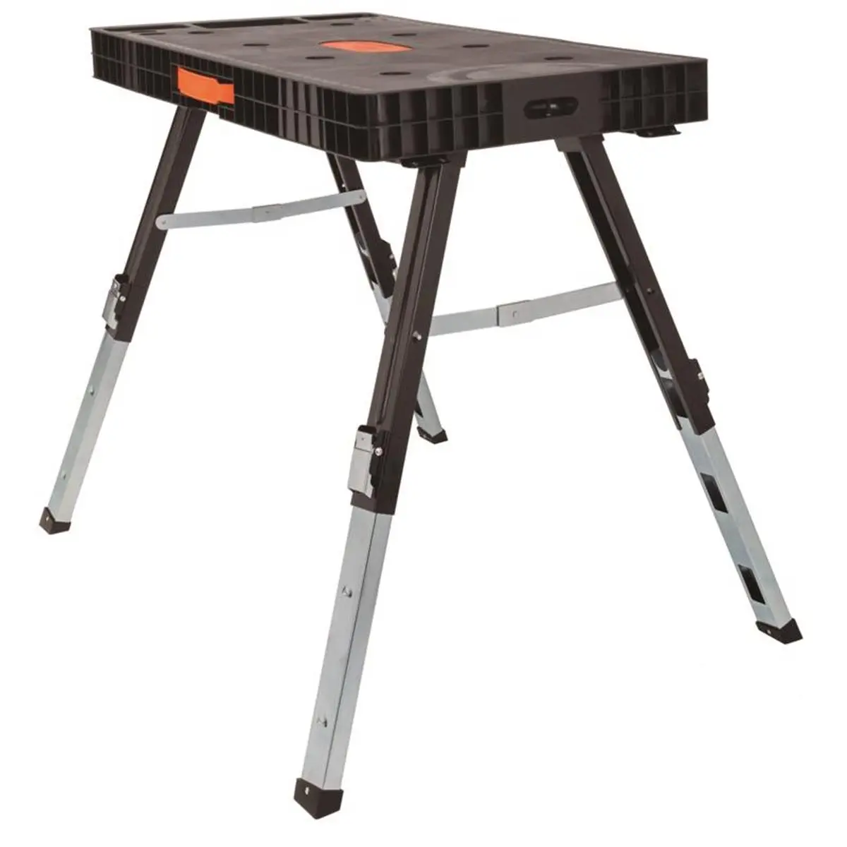 212 MAIN OmniTable 2018853 5-in-1 Collapsible Portable Compact Workbench with Portable Setup, 18.9x6.3x37 in, Black & Silver, Adjustable Legs, 3 Heights, Multi-Use Commercial Office Furniture Tool, Adjustable Workbench Desks, All-In-One Desks