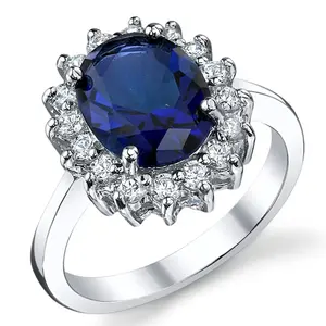 Women's Sterling Silver Kate Middleton 3Ct. Engagement Ring Sapphire Blue Cubic ZirconiaGift