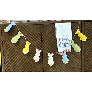 5 Foot Glitter Felt Bunny Easter Garland