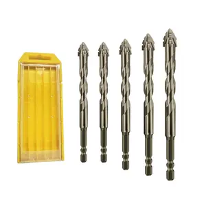 High Strength Eccentric Drill Bit,for Stone,Glass,Concrete,,Brick,Metal,Four Bladed Serrated Eccentric Drill Bit Set(6/6/8/10/12mm)