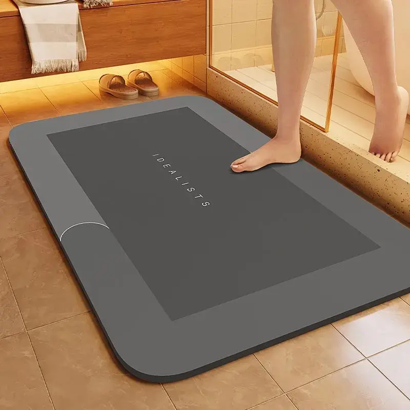 Diatomite Bath Mat - Quick Dry, Ultra Absorbent & Non-Slip Bathroom Rug with Rubber Backing, Machine Washable for Shower, Kitchen, Laundry Room