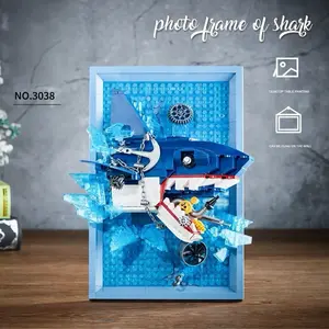Shark Frame Building Blocks Wall Hanging Decoration, Desktop Ornament, Birthday/holiday Gift, Premium Abs Beads, Casual Trendy Handmade Toy