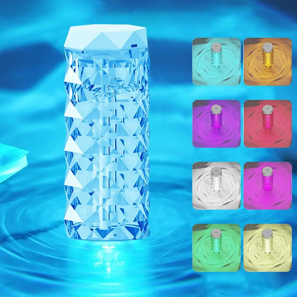 USB Powered Acrylic Crystal Mini Air Humidifier, 1 Count Portable Humidifier with Night Light Lamp, Portable Transparent Humidifiers for Home and Car