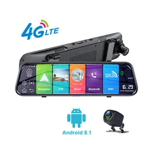 10-Inch 4G Cloud Mirror Android Navigation Dash Cam with Streaming Media, WiFi, GPS, HD 1080P Video, and Dual Lens, 10 In