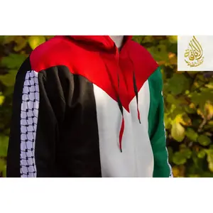 Palestine Pullover Hoodie with Kufiyeh Sleeves - Unisex Cultural Apparel