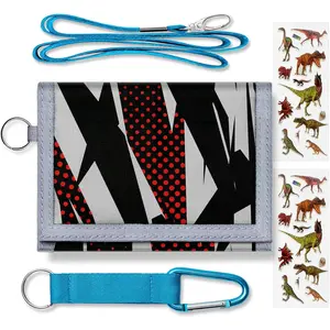 Kids Wallet for Boys Girls Ages 6-18 Trifold, Wallets for Teen Boys with Coin Pocket and Card Holders, Boys Wallet for Childrens Birthday Gifts (Red Black)