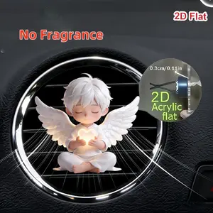 Cute Angel Car Vent Clip Decoration, No Scent, Includes Two Odorless Sponge Pieces, Acrylic Luxury Car Accessory