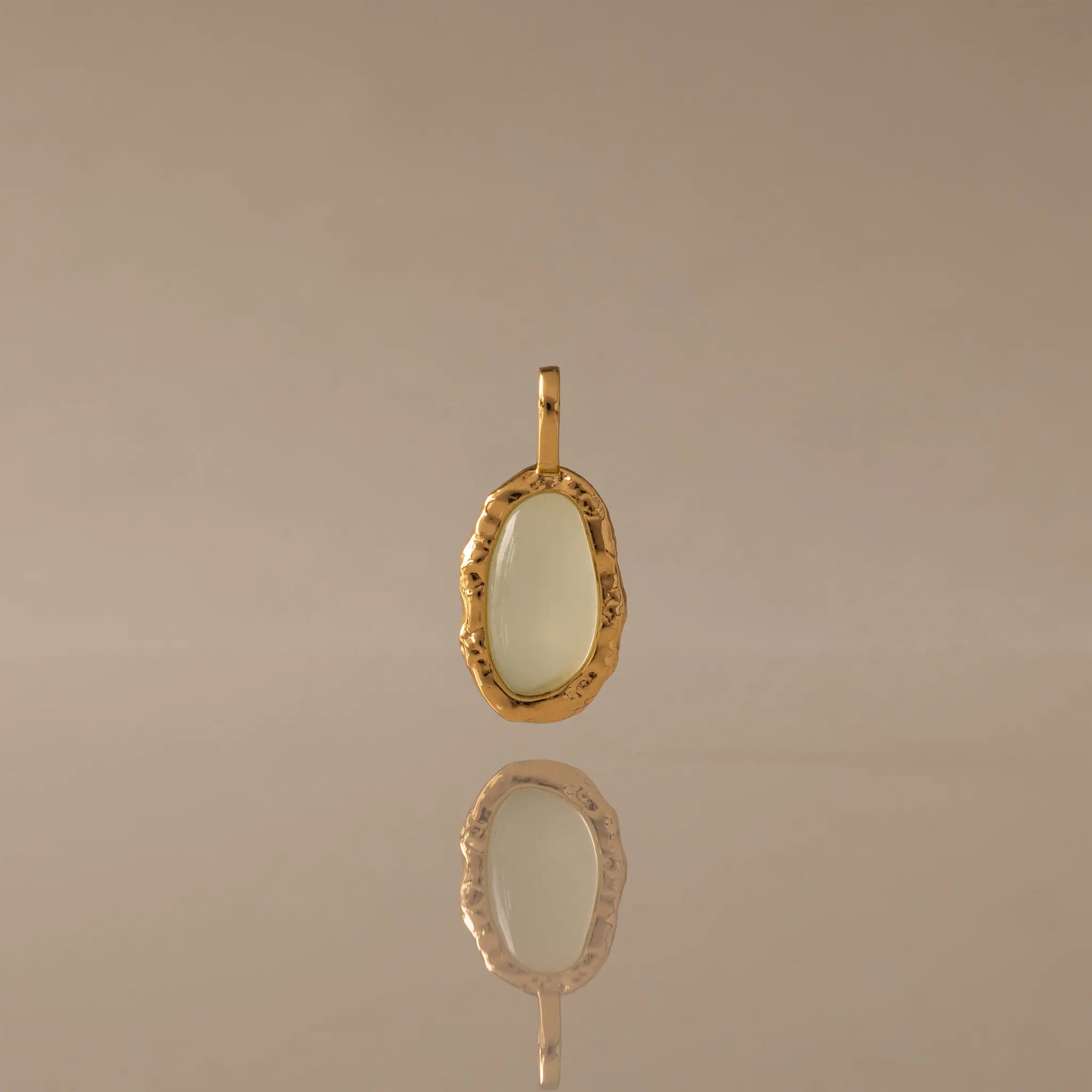 Aura Seafoam Charm by Caitlyn Minimalist - Organic Green Crystal Pendant in Gold & Silver - Oval Gemstone Charm for Necklaces - Boho Jewelry - Birthday Gift for Her