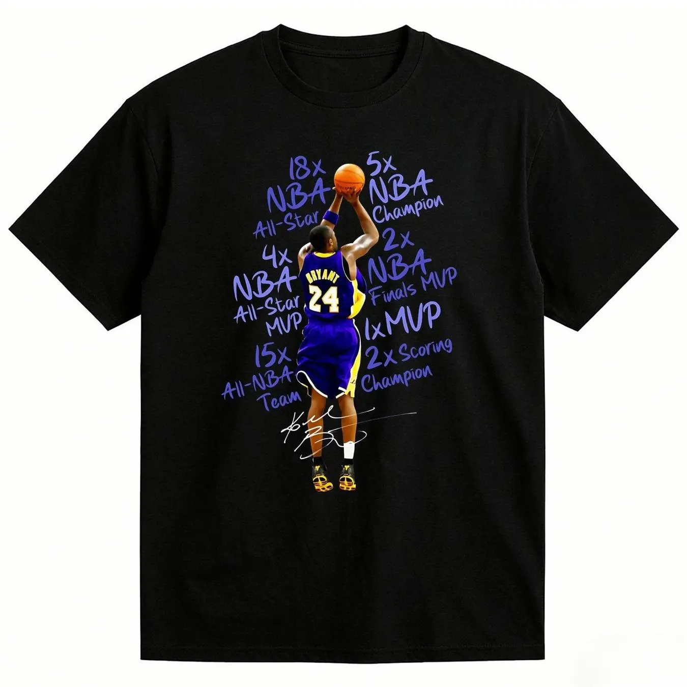 Kob.E Bryant |   Artistic Lakers Basketball Print Classic T-Shirt |   Popular Classic Apparel For Kobe Fans |   100% Cotton Printed Crew Neck Unisex Short-Sleeve T-Shirt |   European And American Fashion Brand Printed Base Layer Shirt