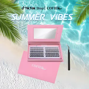 【Nova】Cofier No Glue Lash Kit Jelly-Coated Base Self Adhesive Individual Eyelashes Easy Makeup Application with Tweezers 80/100/160 Pcs for Salon-Like Results - Cosmetic #Summervibes