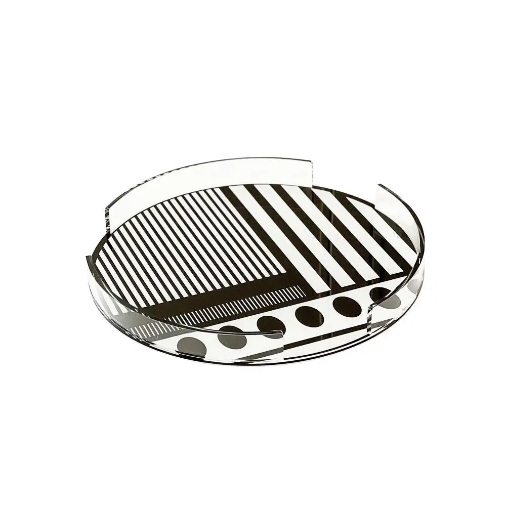 Lucite Black-and-White Cake Tray, Kitchenware Tableware Plates for Dessert Serving