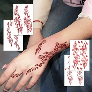 4 fake tattoos temporary tattoo stickers red flowers suitable for girls waterproof and sweat-proof temporary tattoo stickers party festival