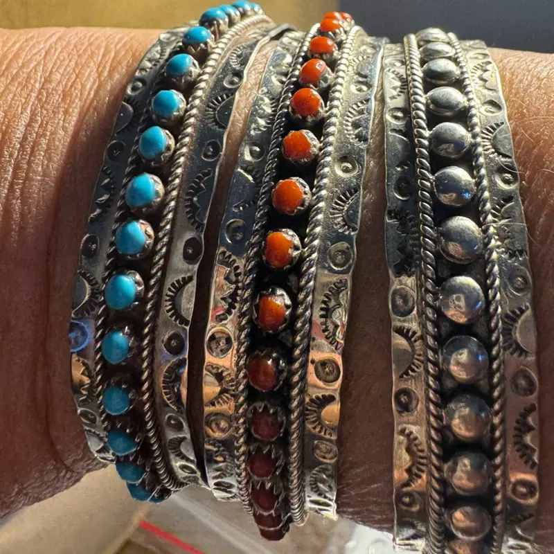 Zuni Native-Made Sterling Silver Cuff Bracelets