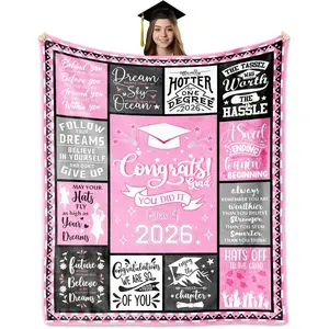 2026 Graduation Gift Flannel Blanket, suitable as a graduation gift for her, for high school/college/master/doctoral graduation, suitable as a graduation gift for girls, 2026 Graduation Decorations