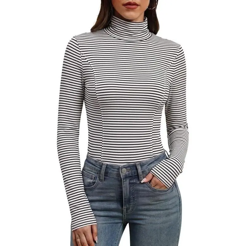 Marvmys Womens Turtleneck Shirt Long Sleeve Thermal Base Layer Tops | Fall Long Sleeves Baselayer Shirt, Winter Lightweight Blouse, Autumn Slim Fit Pullover Top, Stretch Thermal Undershirts