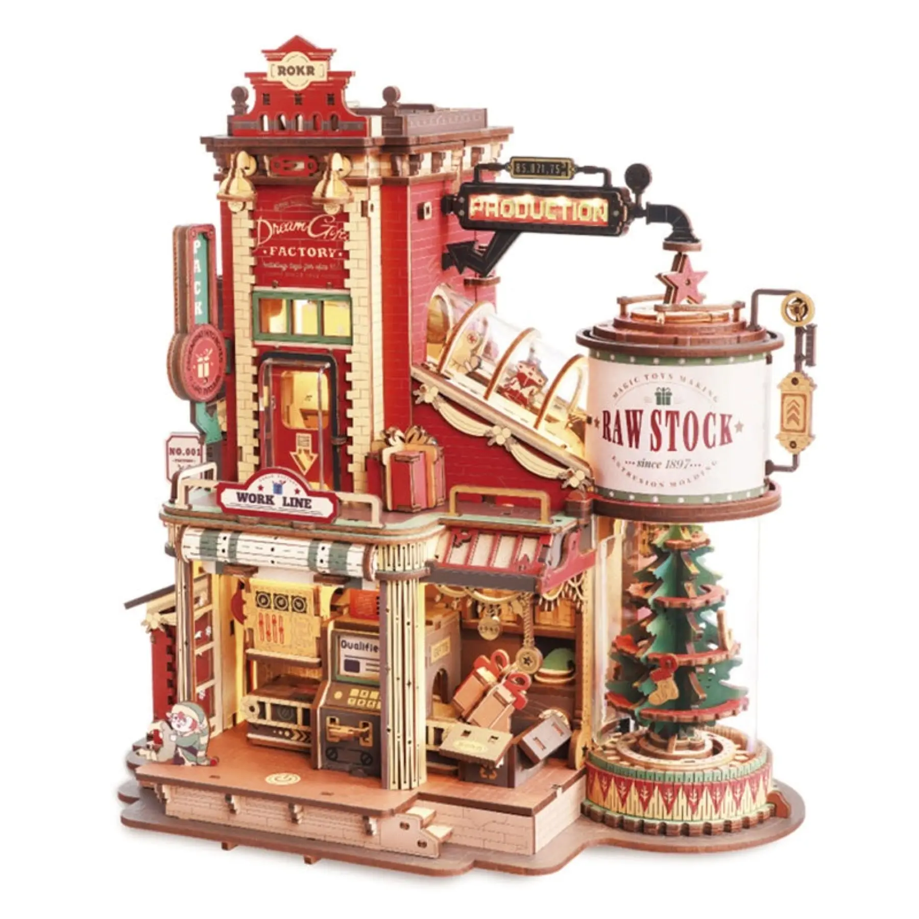 Robotime Dream Factory – 3D Christmas Wooden Puzzle Music Box Kit for Kids & Adults