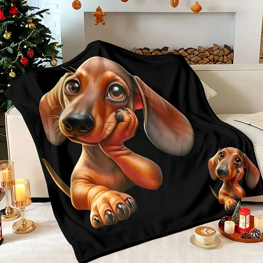 Dachshund Print Blanket: Ultra-soft, Comfortable, Lightweight, and Warm. Suitable for Beach Parties, Bed Use, Outdoor Camping, Car Blankets, and Air-conditioned Office Throws