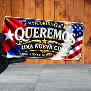 Queremos Una Nueva Cuba – Placa Estilo USA 6×12 Pulgadas