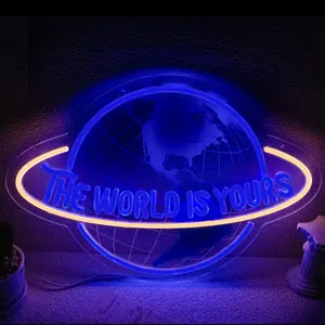 The World Is Yours Neon Sign, Handmade Planet the World Is Yours LED Neon Light