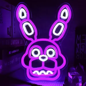 Fnaf Bonnie Neon Sign for Wall Decor，Five Nights LED Neon Lights for Gameroom，Birthday、Christmas Gifts for kids，Size 8.7 * 11.8 in .