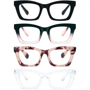 Reading Glasses for Women Oprah Style Oversized Square Spring Hinge Blue Light Blocking Glasses