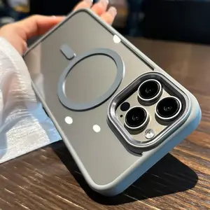 Luxury For Magsafe Magnetic Case For iPhone 17 ip17 Air 17promax 16 Pro Max 15 Plus 13 12 11 14 Wireless Charging Cases Shockproof Bumper Clear Cover Protection Protective ip16 phone Protector White Installation