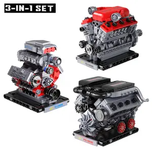 Dodge V8 Ferrari V12 Bugatti W16 Engine Building Blocks Set, Manual Assembly, Simulation Mechanical Model, Suitable for Kids & Adults