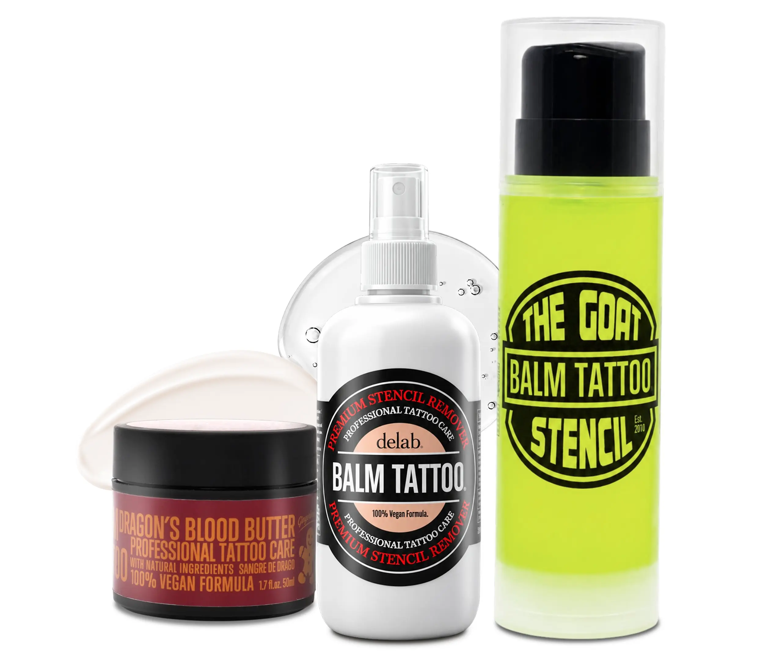 Balm Tattoo Professional Stencil Kit – The GOAT Stencil Gel 8.5 fl oz , Premium Stencil Remover 8.5 fl oz + Dragon’s Blood Balm 1.7 oz