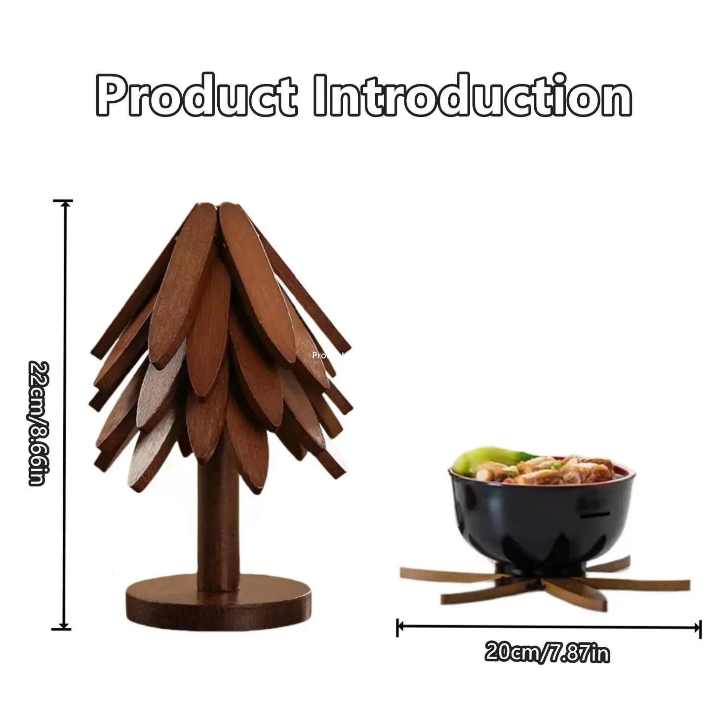 Christmas Tree Shape Bamboo Kitchen Placemat & Coaster Set - 4 Placemats, 4 Potholders, 1 Holder, Foldable Protective Mats for Hot Dishes/Pots/Bowls, Indoor Dinner Table Classic Decor