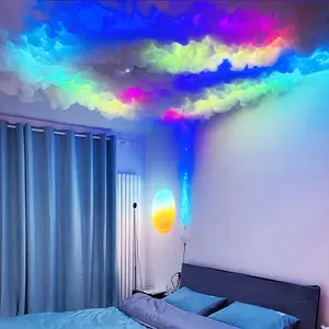 AR-3D Thunder Cloud Light, Cloud Music Synchronized Multi-color Changing Lights, Atmospheric DIY Creative Thundercloud Wall Lights, Bedroom Game Room Parties (16.4FT) Eid Al-Adha Mubarak