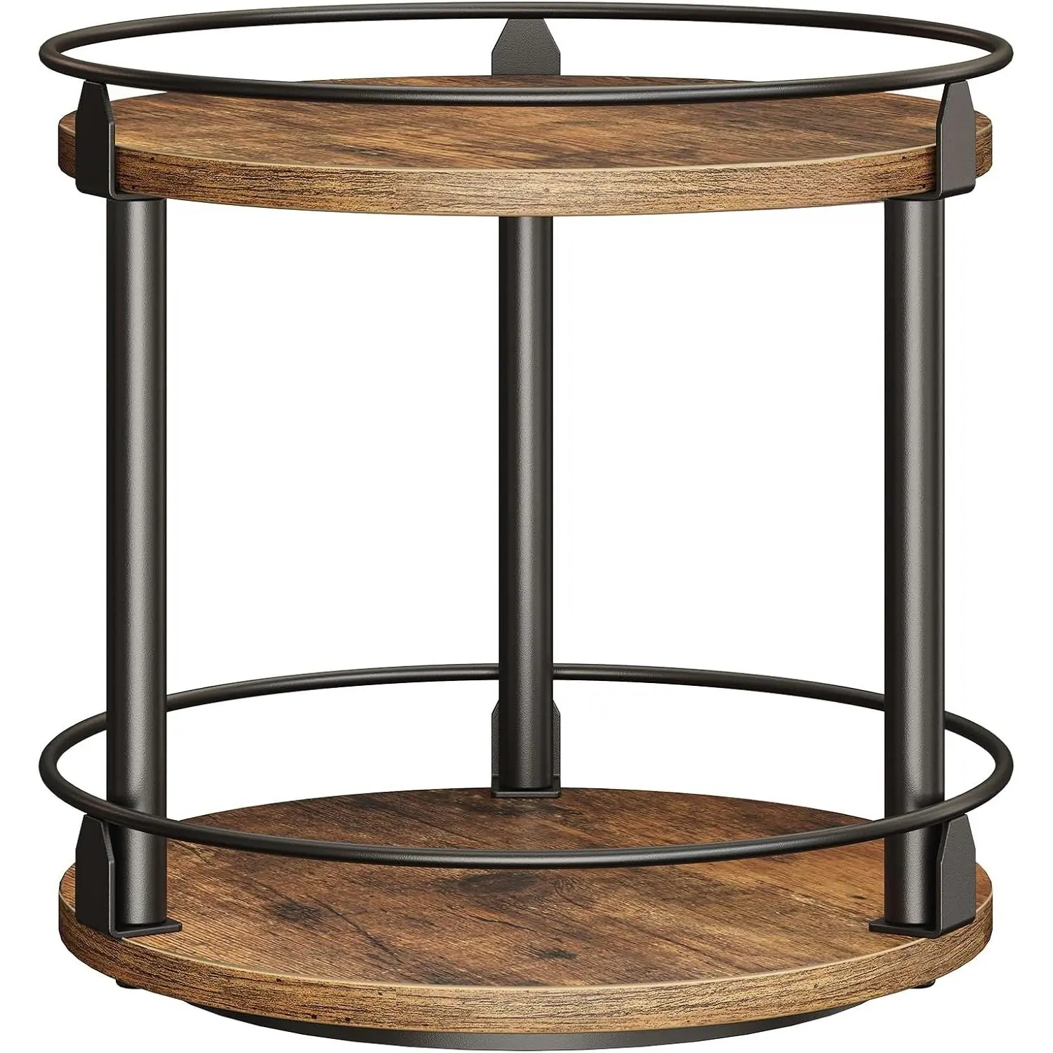 Lazy Susan Organizer, Rotating  Rack, 2 Tier  Turntable Organizer, Industrial Turntable  Holder, for Kitchen Countertop and Cabinet, Compact and Versatile, Rustic Brown SR22BR