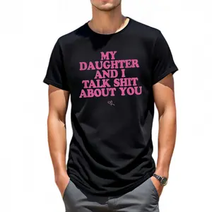 Men's Fitted Short-Sleeve Casual Cotton T-Shirt - "My Daughter and I Joke About You" Funny Mom Gift for Everyday Wear tiktokshopspringglowup,summervibes