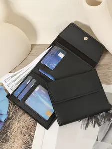 Fashionable women's multifunctional short credit card storage bag, simple and casual multifunctional card holder, multiple card slots, three fold buckle women's wallet