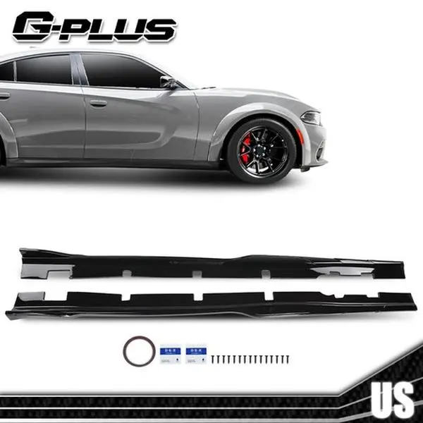 Durable Side Skirts Panel Splitter - Glossy Black Wide Body Kit for 15-23 Dodge Charger G-PLUS Auto Replacement Body & Frame Parts, Set Includes One