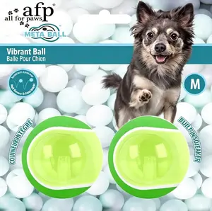 Allforpaws Meta Vibrant TPR Rubber Squeaky Fetch Ball Dog Toy - Green, 2.41-in, 2-Count Interactive Pet Play Toy