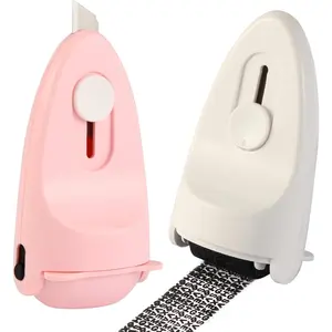 Privacy Protection Roller Security Stamp 2Pack - Guard Your ID with Refillable Ink, Built-in Cutter & Flip Cover Design, Compact Security Tool for Document & Mail Privacy (White+Pink)