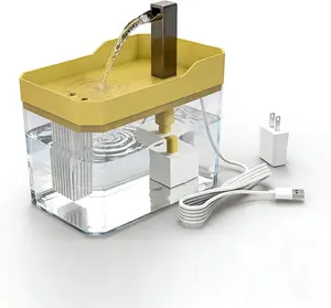 Pet Drinking Fountain, Cat Water Fountain with Silent Pump, 50oz Pet Fountain for Cats Dogs Kitten, Water Level Visibility, Pet Water Fountain with Adapter and LED Light, USB Cable