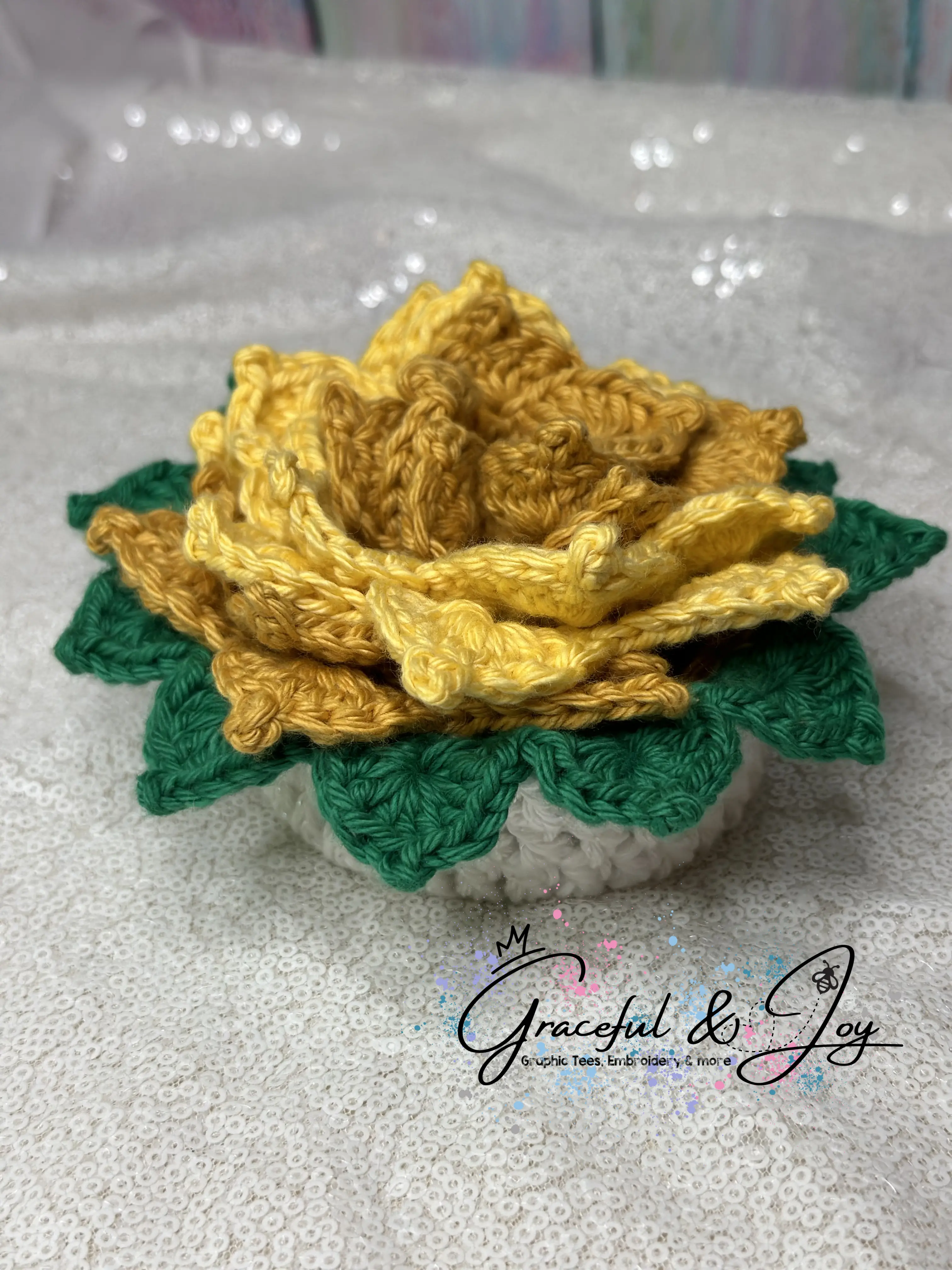 Handmade Crochet Sunflower Coaster Set