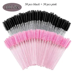 100 pcs Disposable Eyelash Mascara Brushes, Wands Applicator Eyebrow Brush Makeup Kit, Eyebrow Castor Oil Brush Makeup Tool