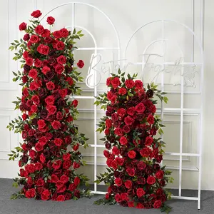 A7764 5D Red Rose Wedding Background Arch KT Board Decorative Flower Row