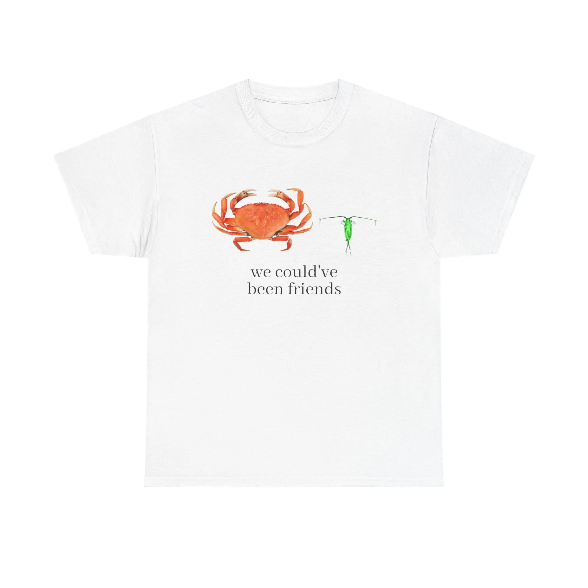 Crab And Plankton | 'we could've been friends' T-Shirt, Tops, Classic, Shortsleeve, Print, Tee, Round Neck, Textured, Drape, Breathable, Cotton, Tshirt